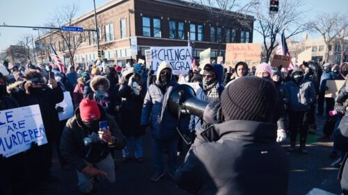 protest at Pretti's murder site