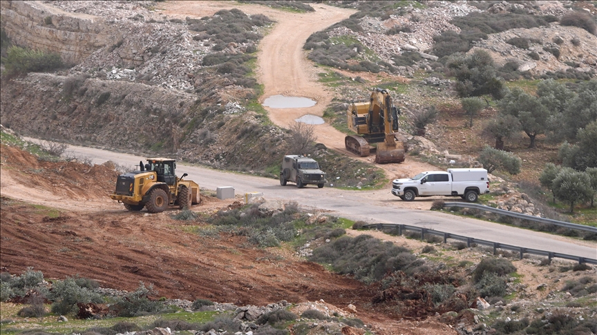 Israeli forces uproot fruit trees in Ramallah, West bank on January 28, 2026