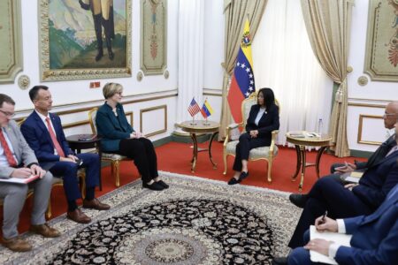 Venezuela USA meeting Delcy rodriguez Venezuela-US meeting in Caracas