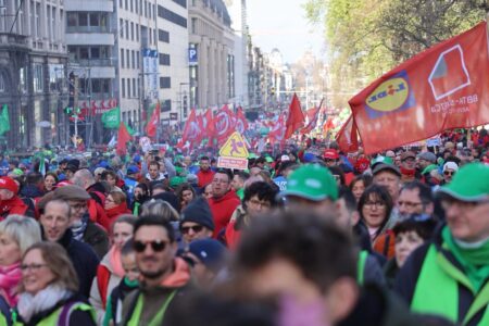 Brussels demo 1 Demonstration in Brussels, March 12, 2026. Source: Peter Mertens/X