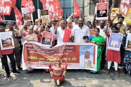 Gas cylinders chennai india antiwar Chennai protest gas cylinders