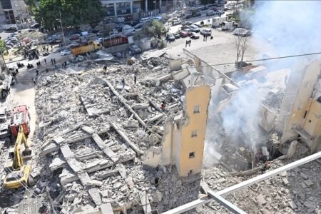 Israeli attack on a multi-story building in Bashura Israeli attack on a multi-story building in Bashura