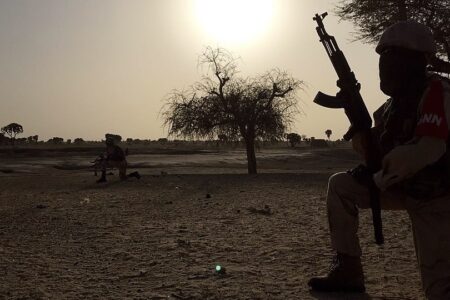 Niger National Guard Nigerien soldier watches guard