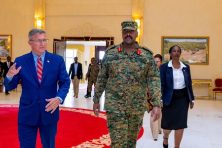 Retired US Army General Michael Flynn and Ugandan General Muhoozi Kainerugaba (1) Retired US Army General Michael Flynn and Ugandan General Muhoozi Kainerugaba (1)