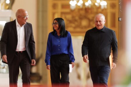 delcy-rodriguez Jorge Rodríguez, Delcy Rodríguez, and Diosdado Cabello. Photo: PSUV