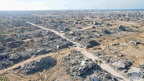 Aerial view of the destruction of Rafah