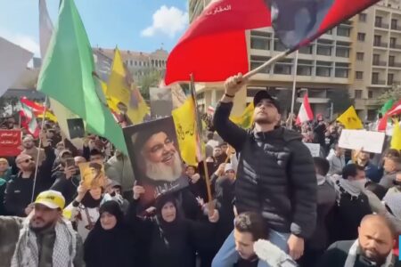 Lebanon protests talks with Israel Protesters raise Lebanese flags in Beirut