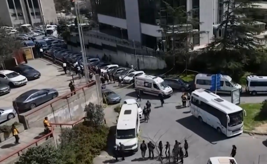 Emergency vehicles outside Israeli consulate in Istanbul
