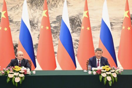 Chinese President Xi Jinping and Russian President Vladimir Putin jointly met the press at the Great Hall of the People in Beijing Chinese President Xi Jinping and Russian President Vladimir Putin jointly met the press at the Great Hall of the People in Beijing