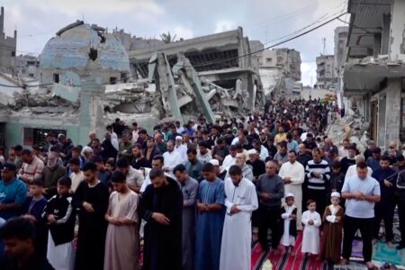 Eid al-Adha prayer in Gaza amidst the rubble Eid al-Adha prayer in Gaza amidst the rubble