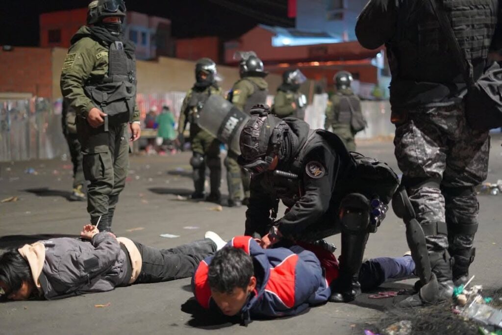 police arresting protesters Bolivia